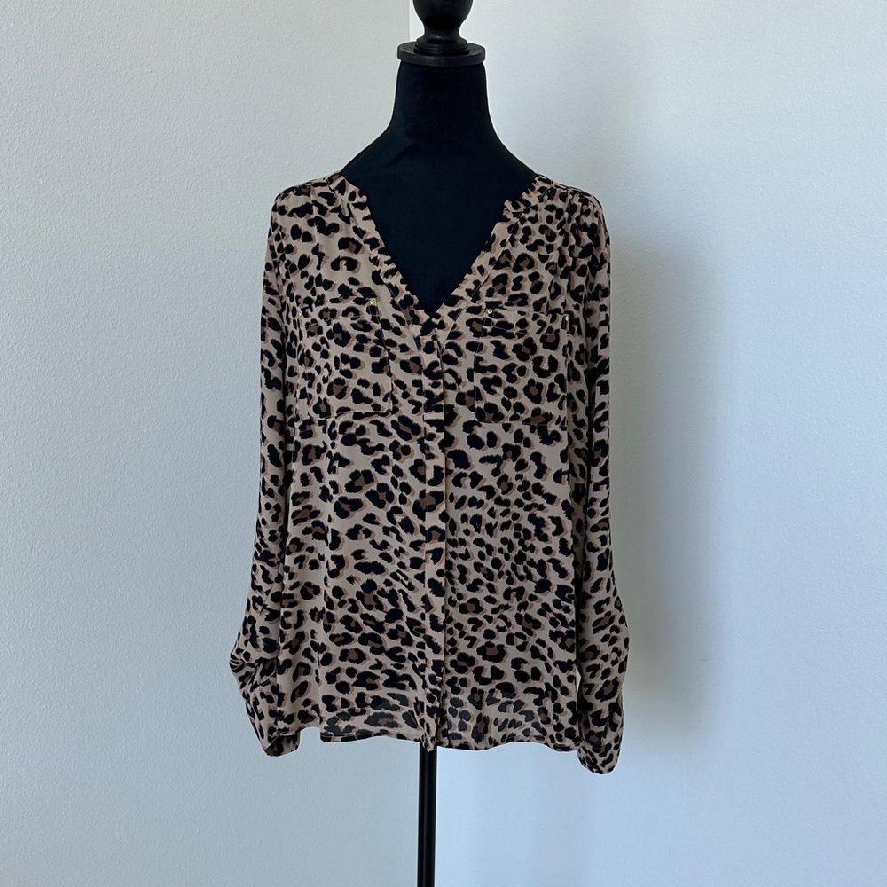 Leopard Print V-Neck Blouse